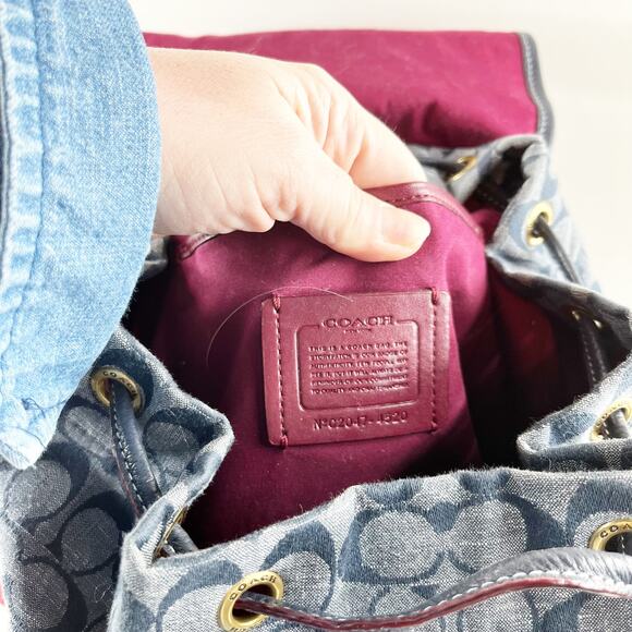 Coach Cargo Signature Canvas Logo Backpack Denim Blue - Picture 7 of 9